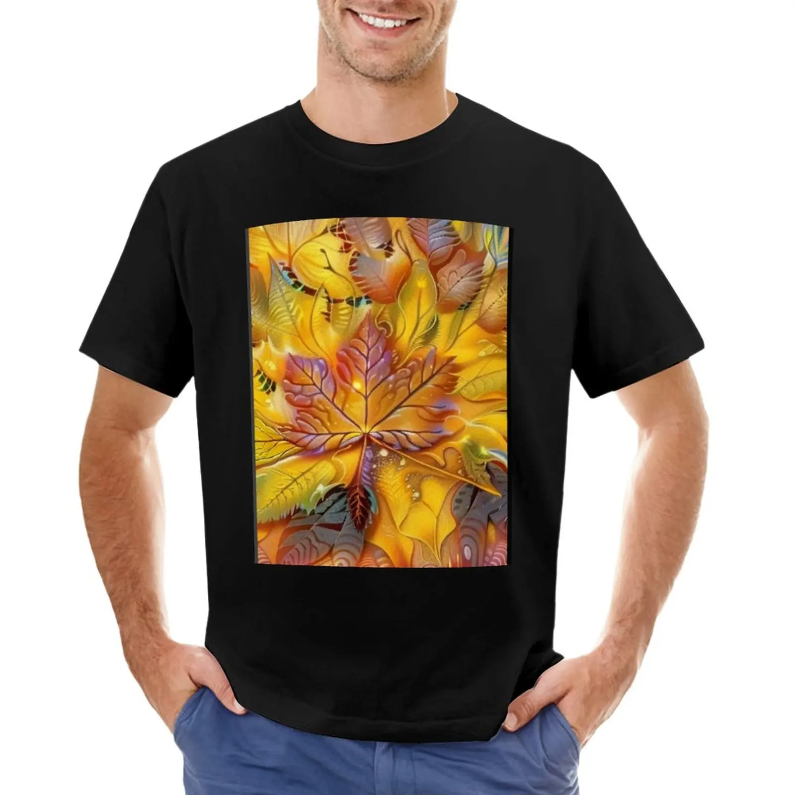 

Artist's Golden Leaves T-Shirt quick drying t-shirt slim fit t shirts for men