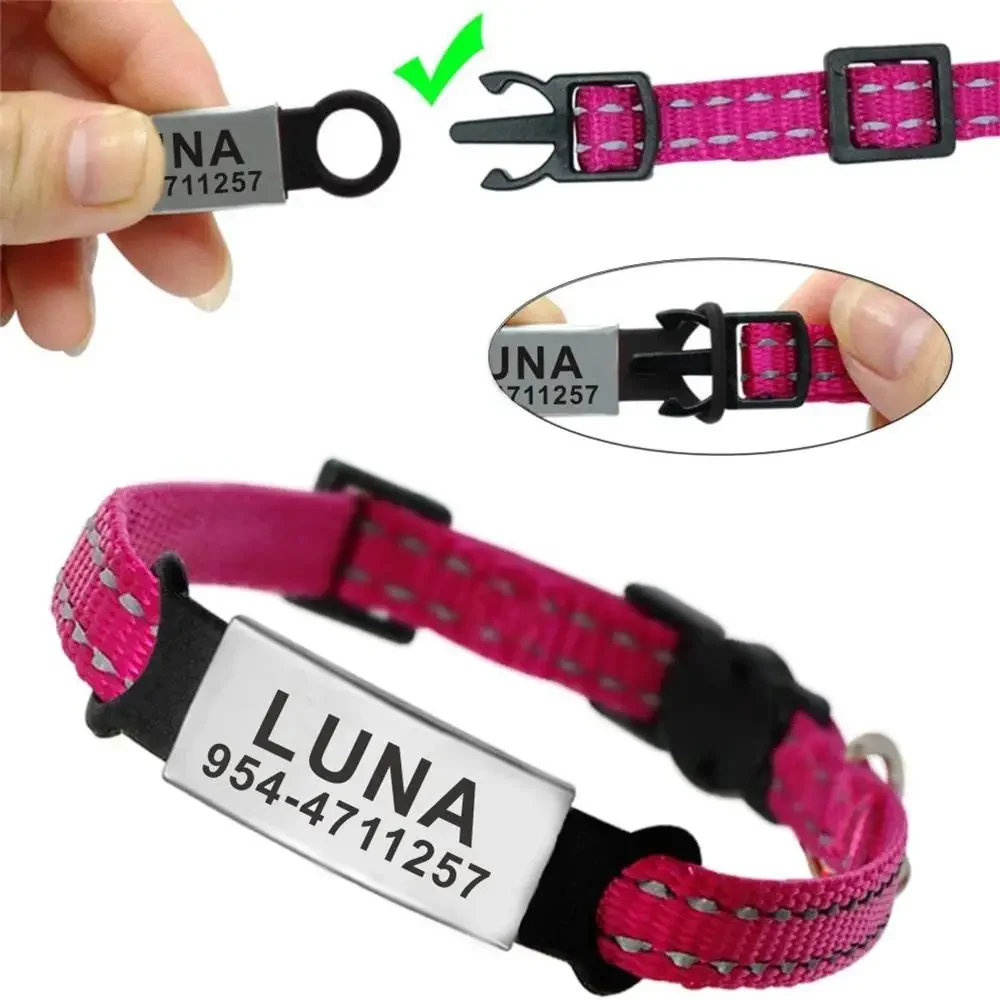 Pet ID Tags Dog Collar Tags Pet ID Medal Pendant Personalized Stainless Steel Nameplate Collar Accessories Customized Silicone for Dog Cat Collars