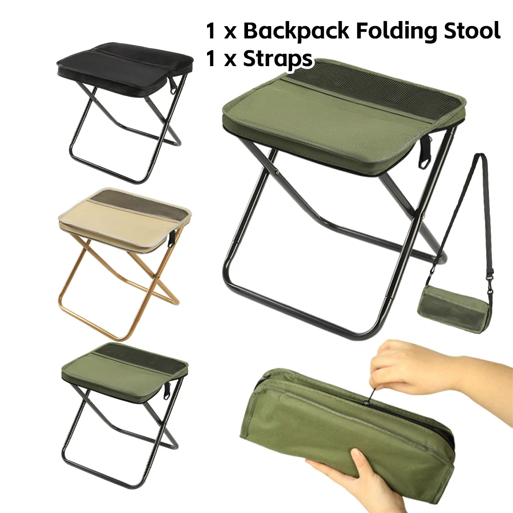 Tabouret de pêche pliant avec sac filet intégré - Léger et compact pour le stockage