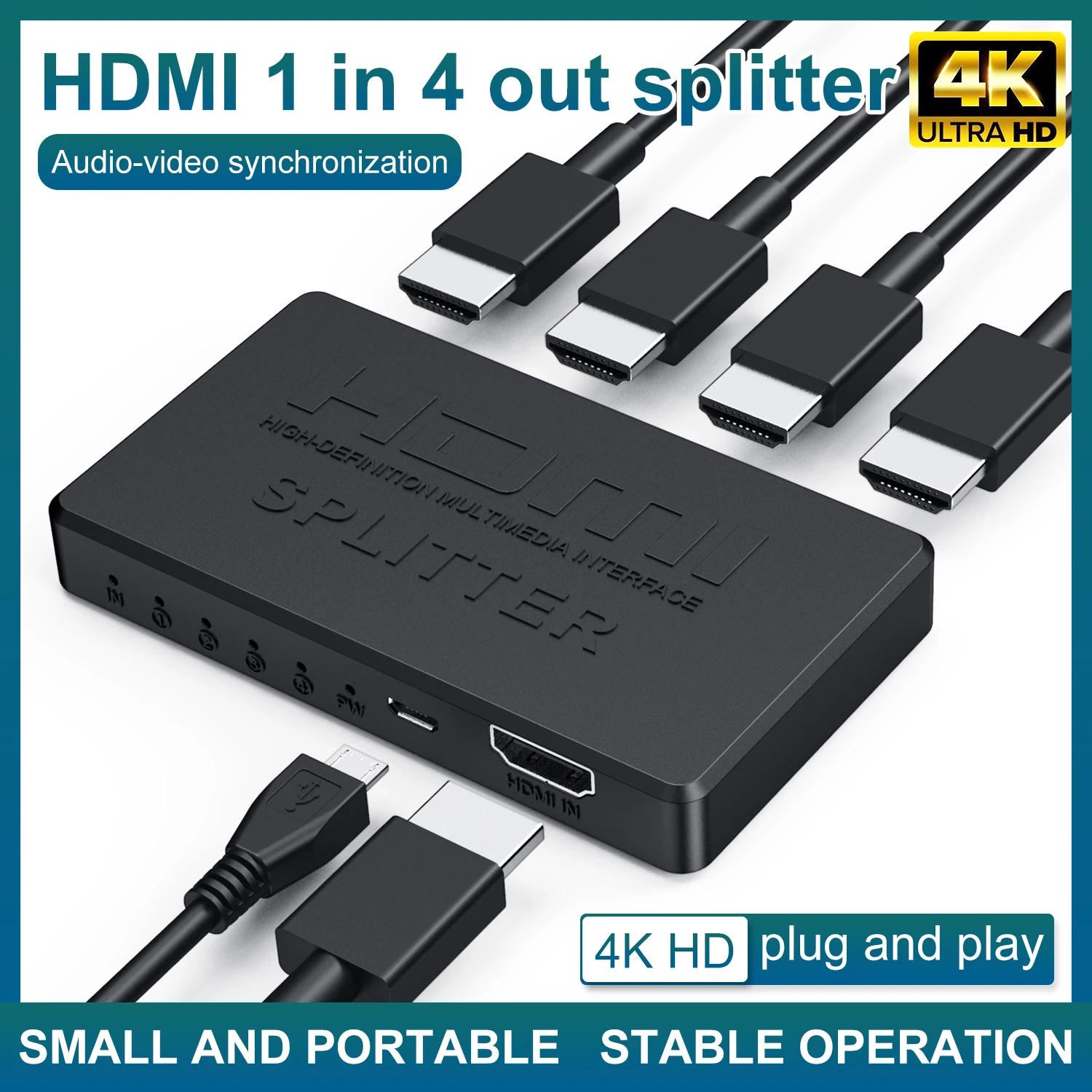 1x2/1x4 4K 3D HDMI-compatible Female Splitter 1 In 4 Out Amplifier 1080P Full HD Video Distributor Adapter For HDTV DVD PS4 Xbox