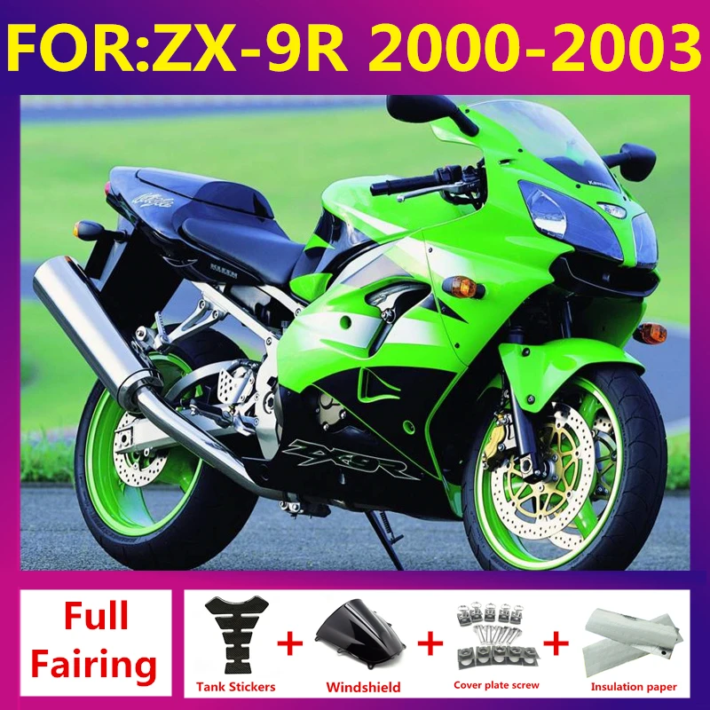 

fairings Kit fit For KAWASAKI NINJA ZX 9R 9 R ZX9R 2000 2001 2002 2003 ZX-9r 00 01 02 03 full Fairing zxmt set green black