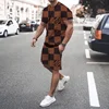 2024 Summer New Men's Crew Neck Sports T-Shirt Men's Casual Short Sleeve 3D Printed Sportswear New Striped Shorts Men's Suit 6