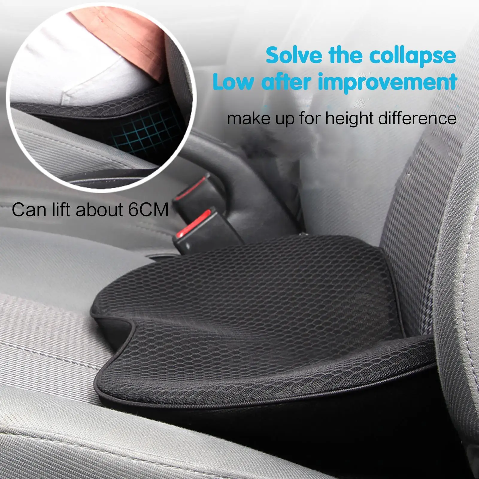 Ohhgo Car Booster Seat Cushion Heightening Height Boost Mat Anti Slip Thickened Cars Seat Pad Portable For Short Car Driver Adult Home Office Chair
