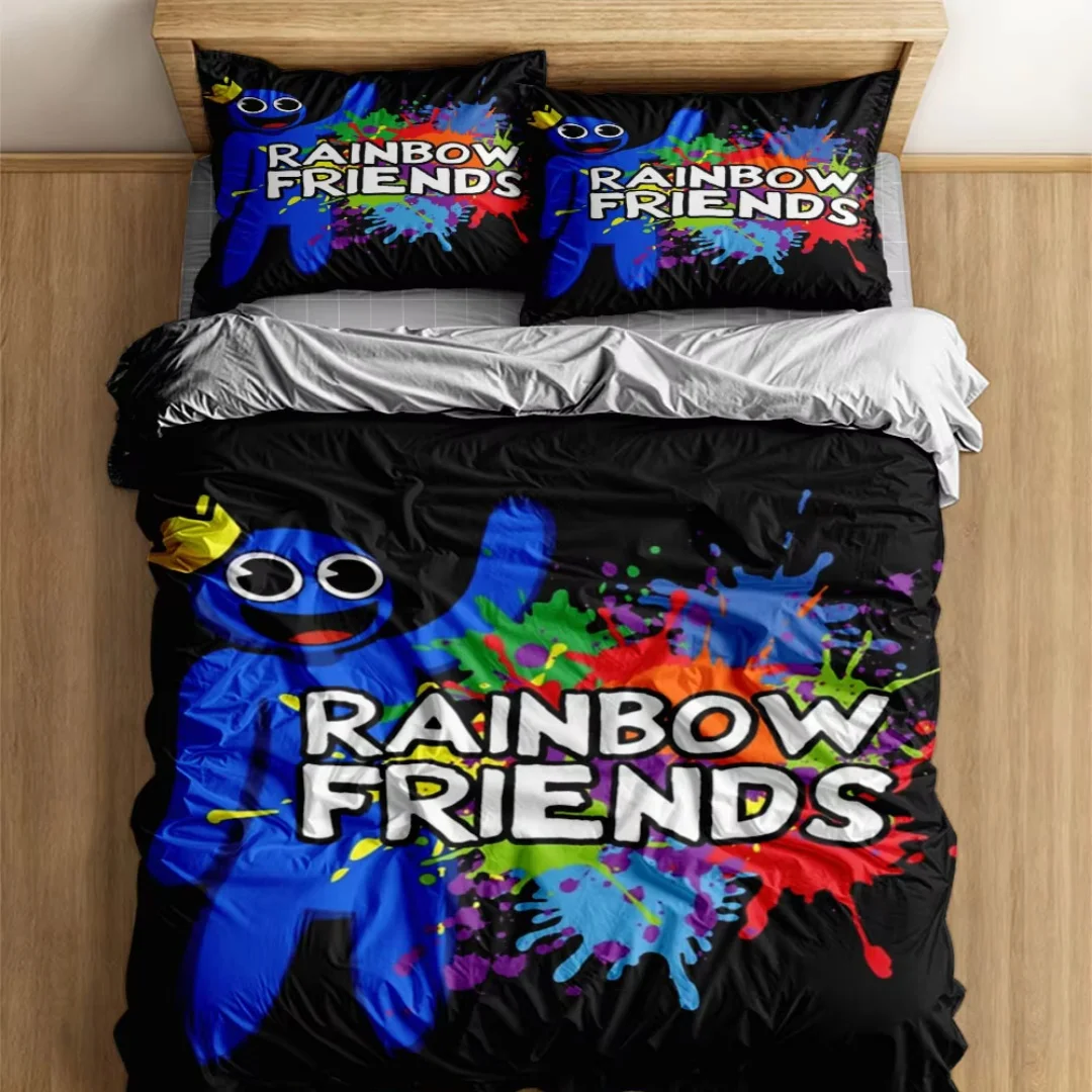 Graffiti Rainbow Friends Cartoon Duvet Cover UK Single Double King US Twin Full Queen Size Bed Linen Set 3