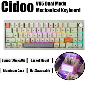 CIDOO 기계식 키보드 블루투스 키보드 키트, V65 V2, 알루미늄 CNC RGB 핫 스왑 가능, 맞춤형 키보드 지원, VIA