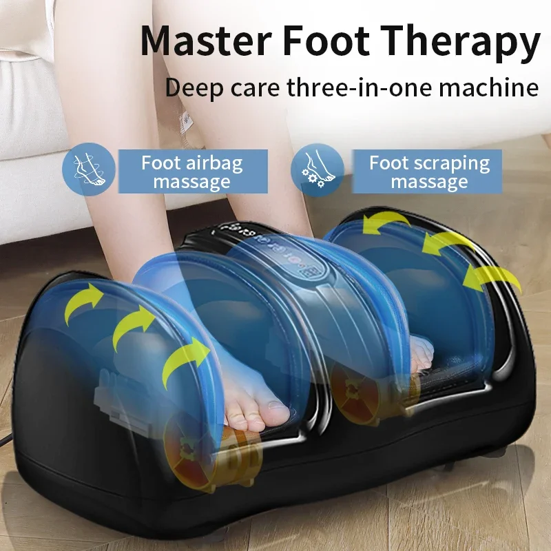 Jinkairui Air Compression Massage Shiatsu Foot Massager Calf Leg Massage Machine with Heat Deep Kneading Remote Controller