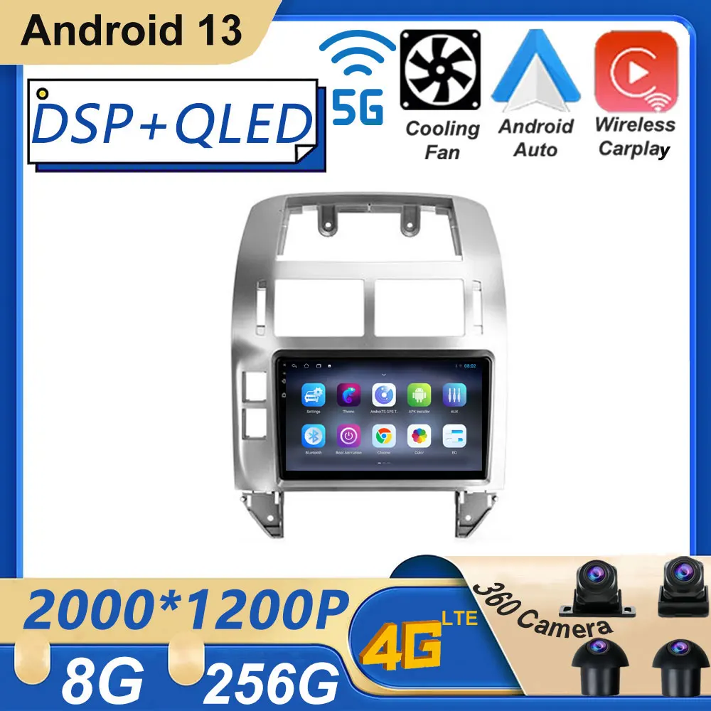 

For Volkswagen Polo Mk4 IV 4 2001 - 2009 Android 13 Multimedia Player GPS Car Setero radio Player Navigation No 2 din
