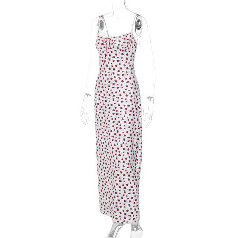 Ruffled Backless Halter Dresses Female Lace Elegant High Waist Spaghetti Patchwork Party Dress Summer Women Maxi Dress New