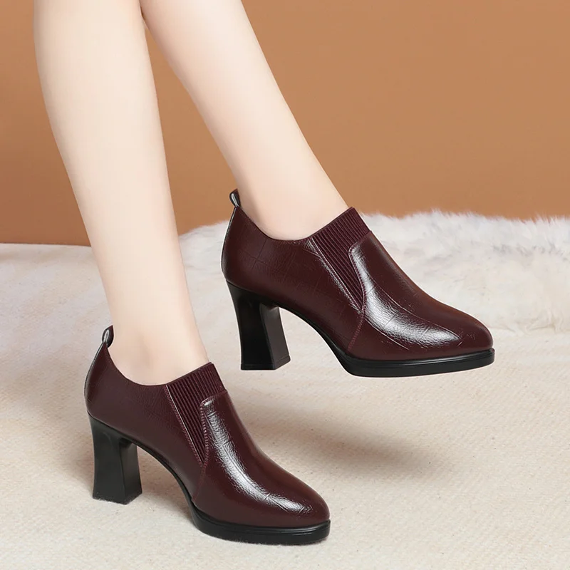 New Winter Women Boots High Heel Shoes Anti-slip Velvet Comfort