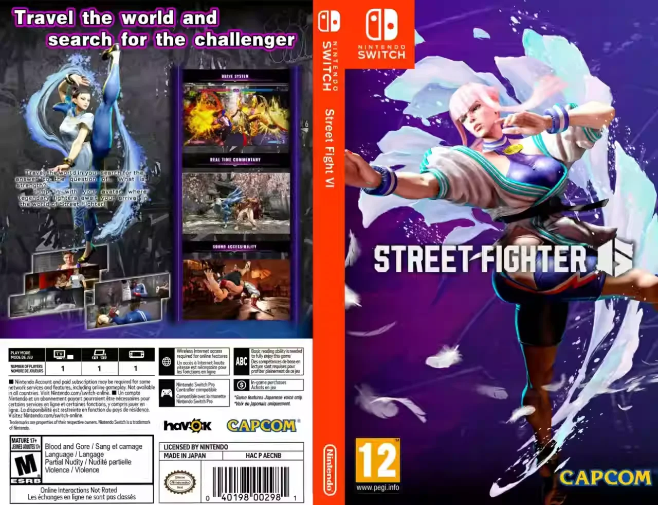 Ns streetfighter 6ケースホログラフィックカバーアートのみゲームに