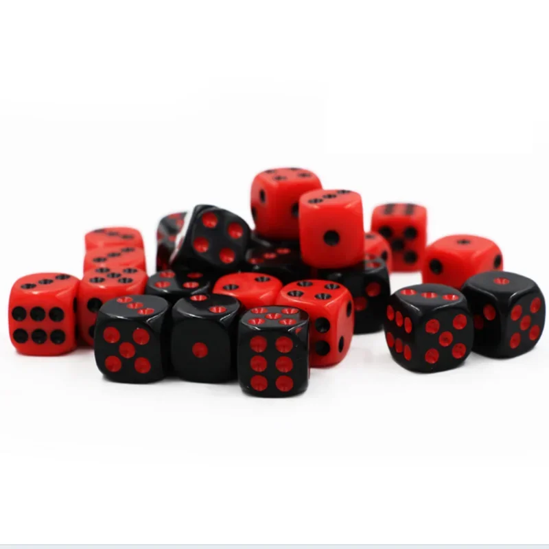 Dice Set 24 PCS/Set with Velvet Bag Red/Black 16mm