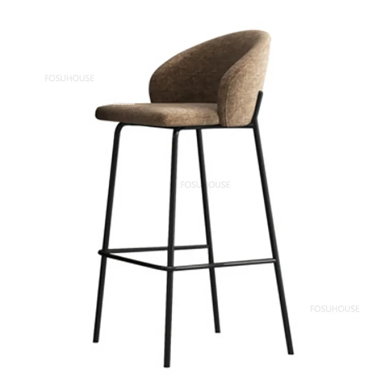 Nordic Light Luxury Bar Chairs Home Bar Chair for Kitchen Iron Front Desk Stools Modern Minimalist Leisure Back High Stool