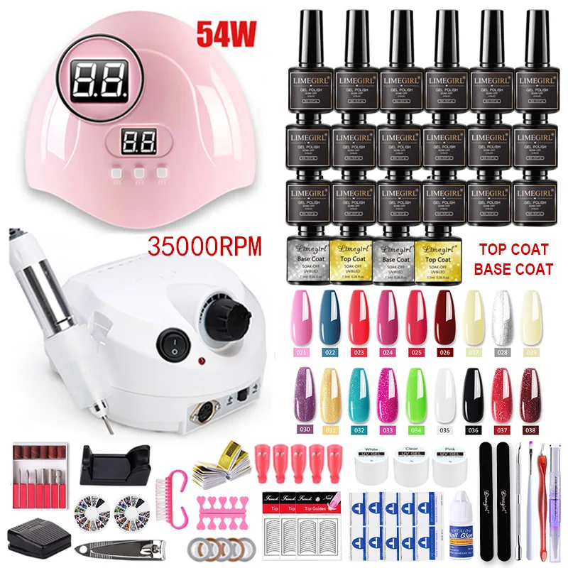 Nail Gel Kit With LED Nail Light Dryer Nail Drill Machine Nail Extension Gel Kit Quick Drying Hands Feet Nail Art Tool Wholesale 2