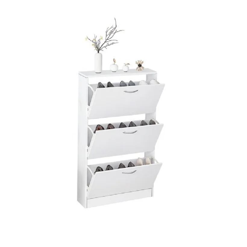 Dropship Shoe Cabinet With 3 Flip Drawers Wooden Shoe Cabinet