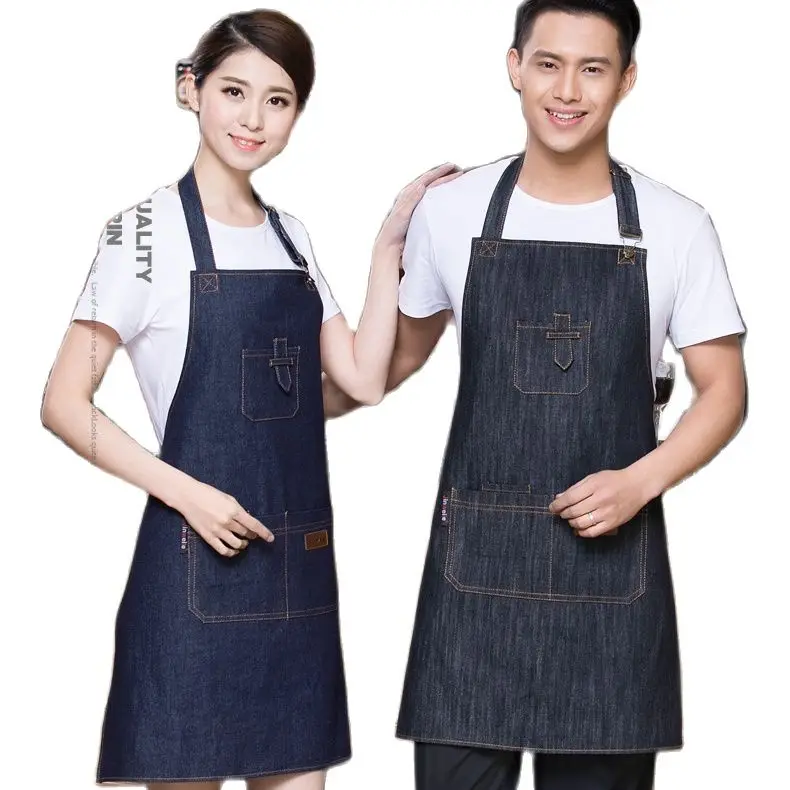 1 piece Unisex jean Chef Aprons restaurant kitchen waiters jean aprons food service