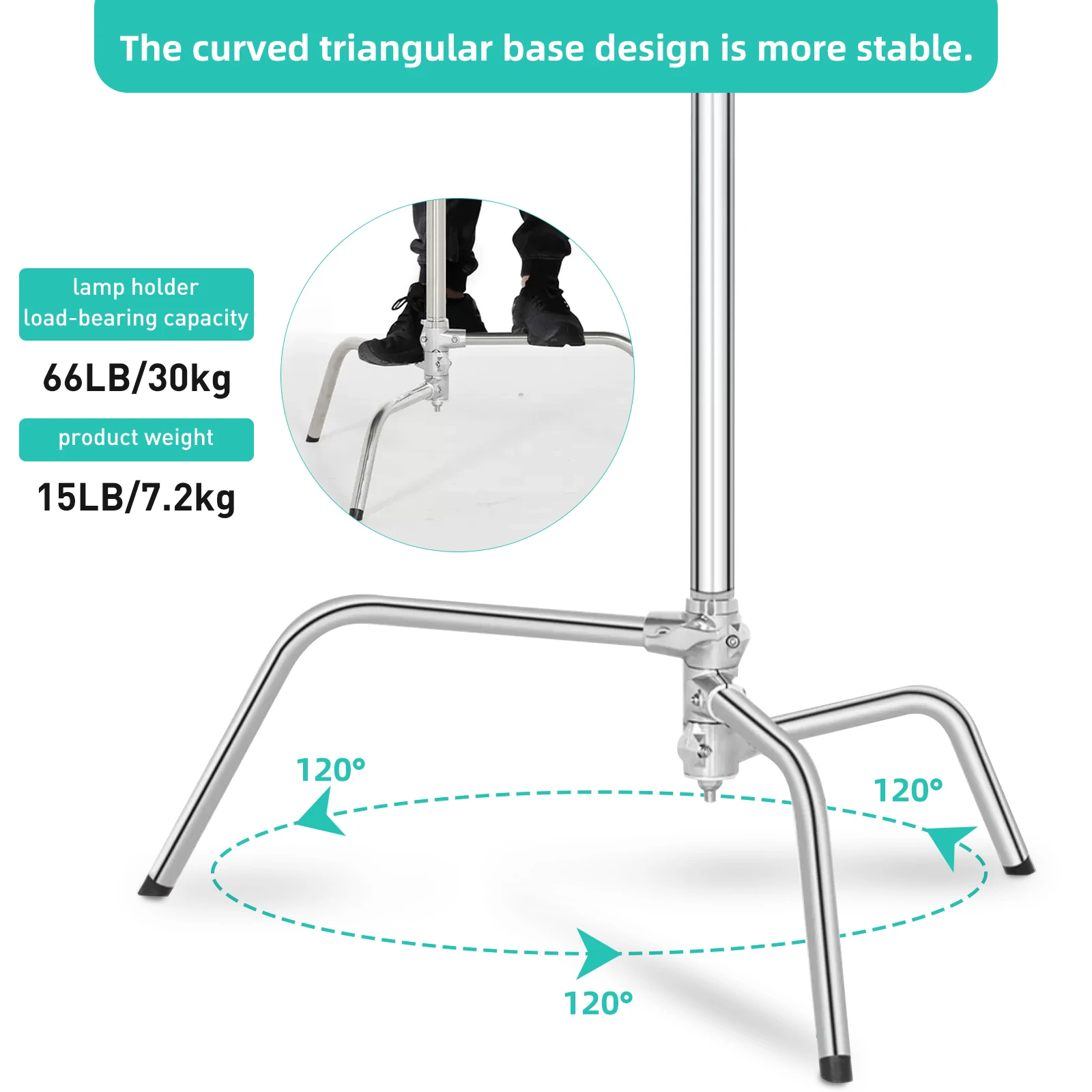 C Stand Stainless Steel Kit Light Stand With Weight Bag Photo Studio Accessories Extension Rod 3.2M Length Arm Cross Boom