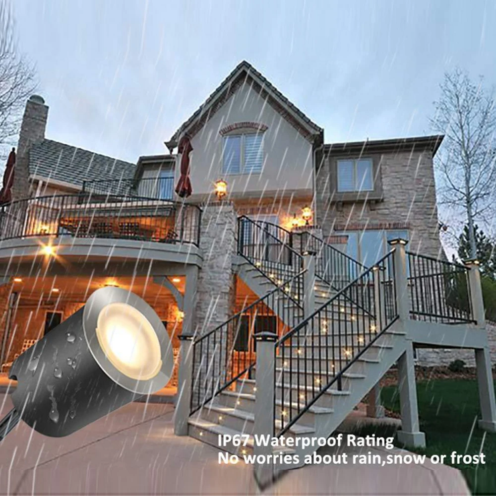 Description Picture 4 of item10/16pcs LED Deck Light IP67 Waterproof DC12V Recessed Garden Underground Lamp Stainless Steel Stair Landscape Light Spotlight