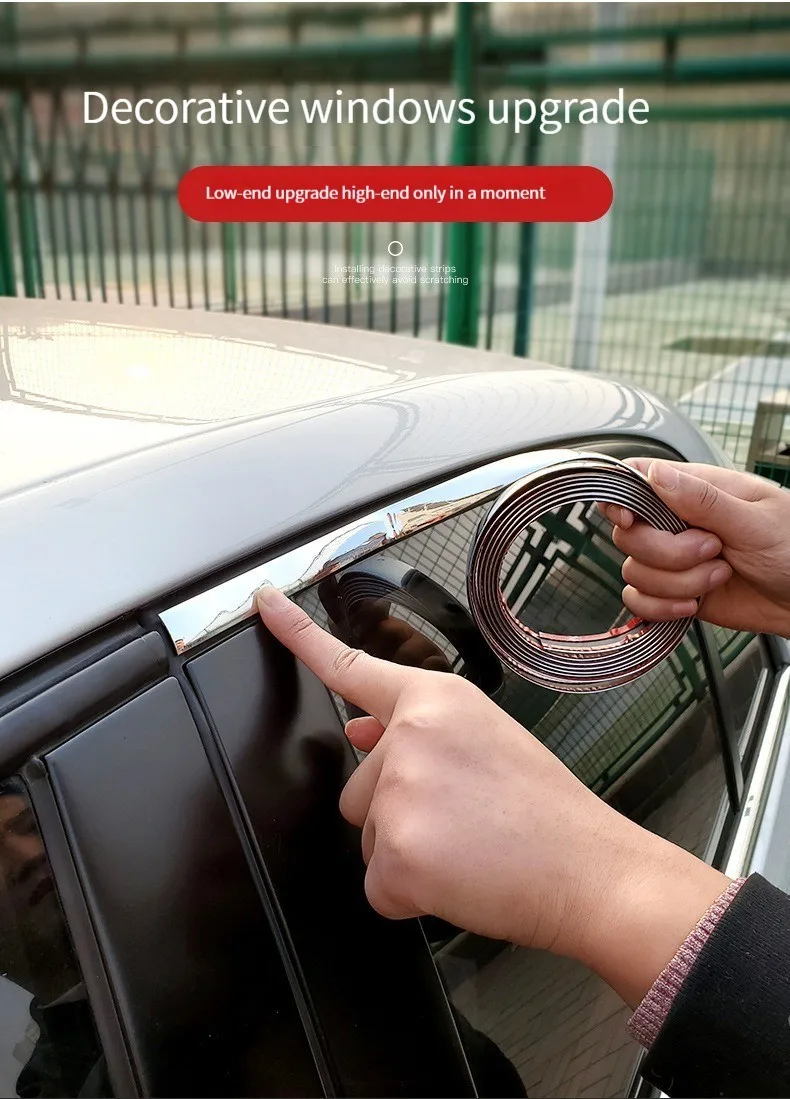 Car door moulding trim Universal auto self adhesive side door chrome strip bumper protector tape