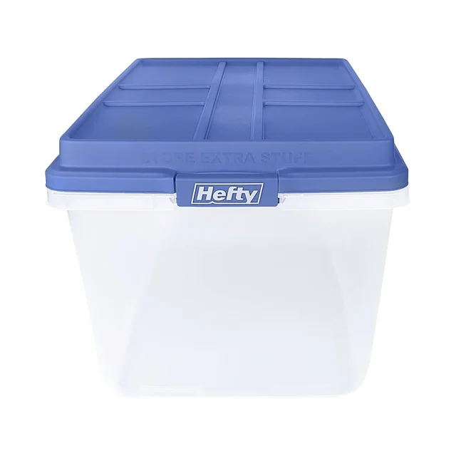 72 Quart Clear Plastic Storage Bin Stackable with Lid for Magazine Newspaper Organizer Garage Home