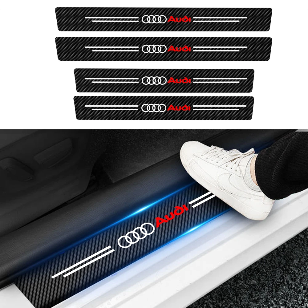 Carbon Fiber Car Door Sill Protector Threshold Stickers - Set of 4