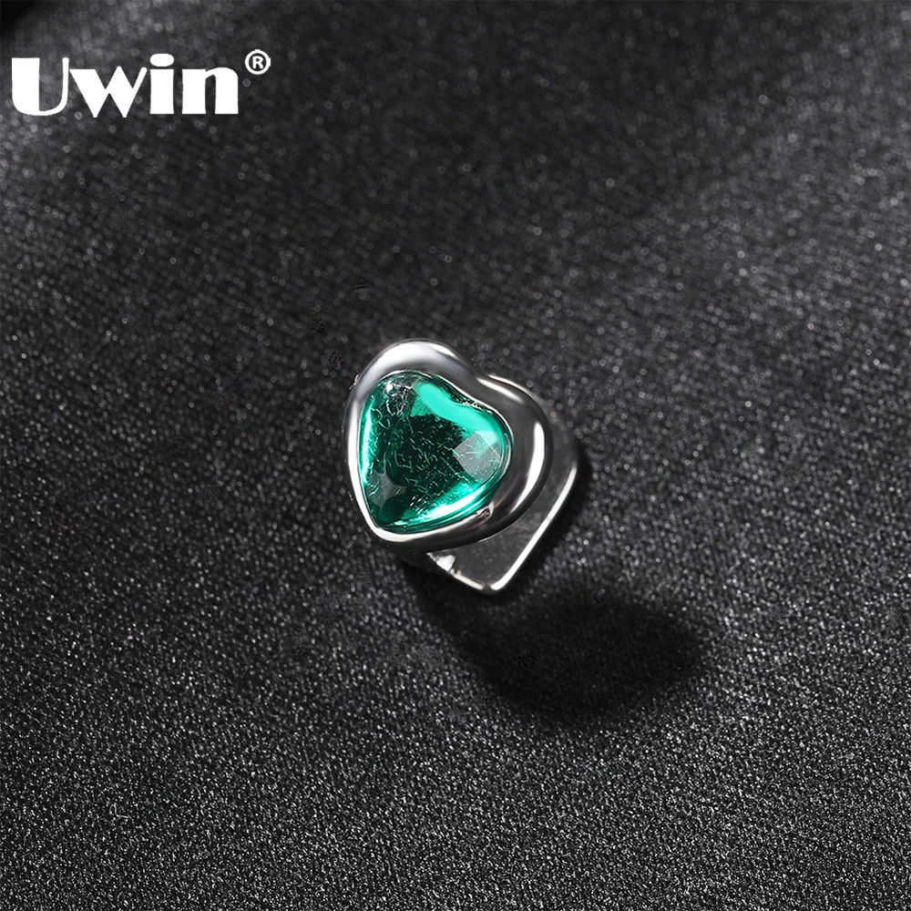 

UWIN Single Heart-shaped Grillz Fashion Cz stone Gold Silver Color Grills Dental Mouth Punk Teeth Hip Hop Body Jewelry