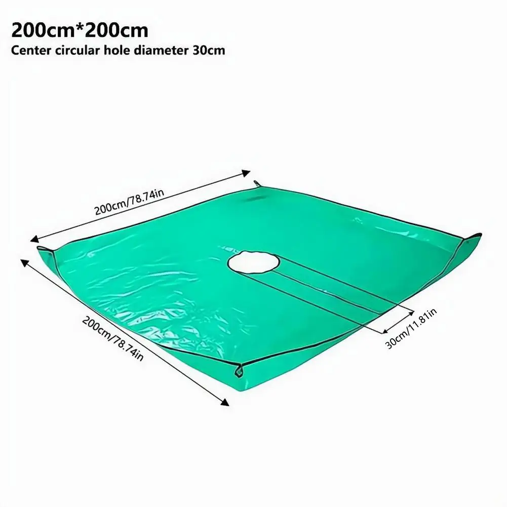 100x100cm 방수 PE 정원 낙엽 수거 매트 접이식 나무 잔해 방수포 4개 코너 버클 포함 과일 수확용 재사용 가능