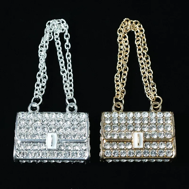 4Pcs Chic Mini Rhinestone Handbag Bag Keychain Decoration Element Women Jewelry Key Chain Small Gift Junk Phone Case Charm 2