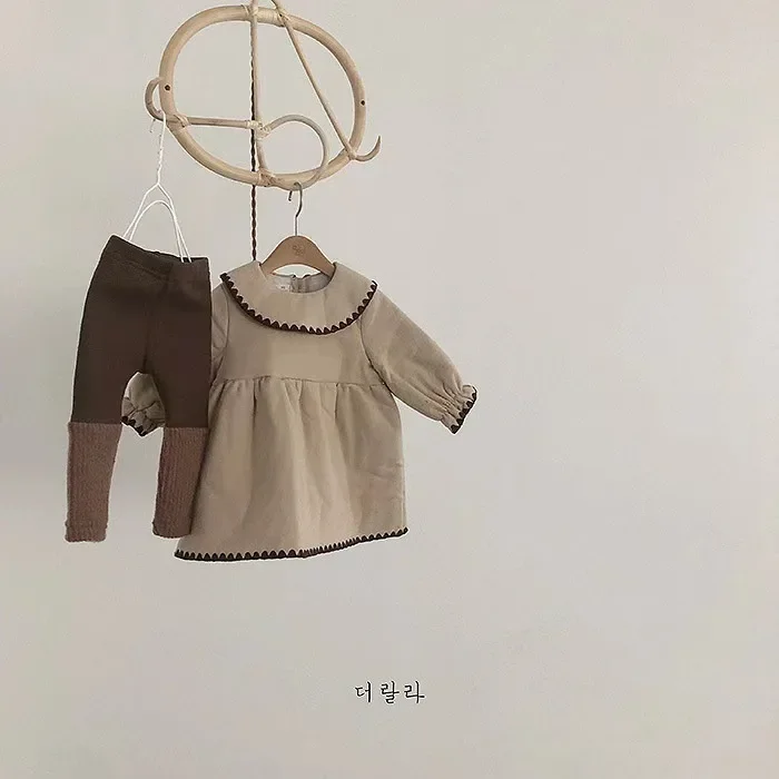4159B Ins Baby Leggings Add Velvet Girl's Pant 2022 Winter Cashmere Baby Stitching Leggings Fashion Fine Pit Warm Cashmere Pants 3