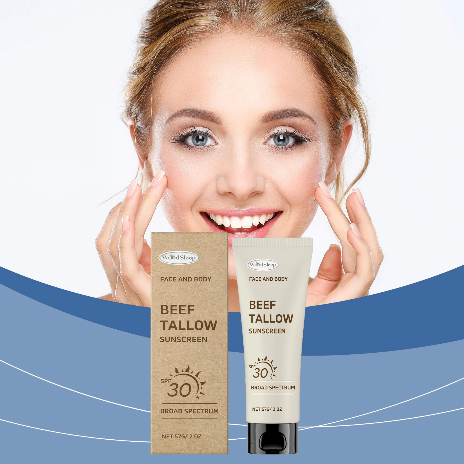 Beef Tallow Sunscreen Facial Cream Sunblock Isolation Anti Oxidant Prevent Sunburn Waterproof Moisturizing Oil Control Sun Cream
