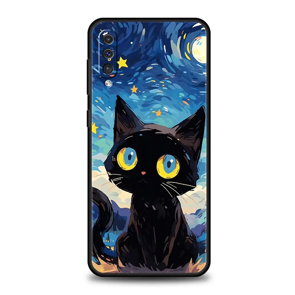 Artistic Black Cat Starry Phone Case