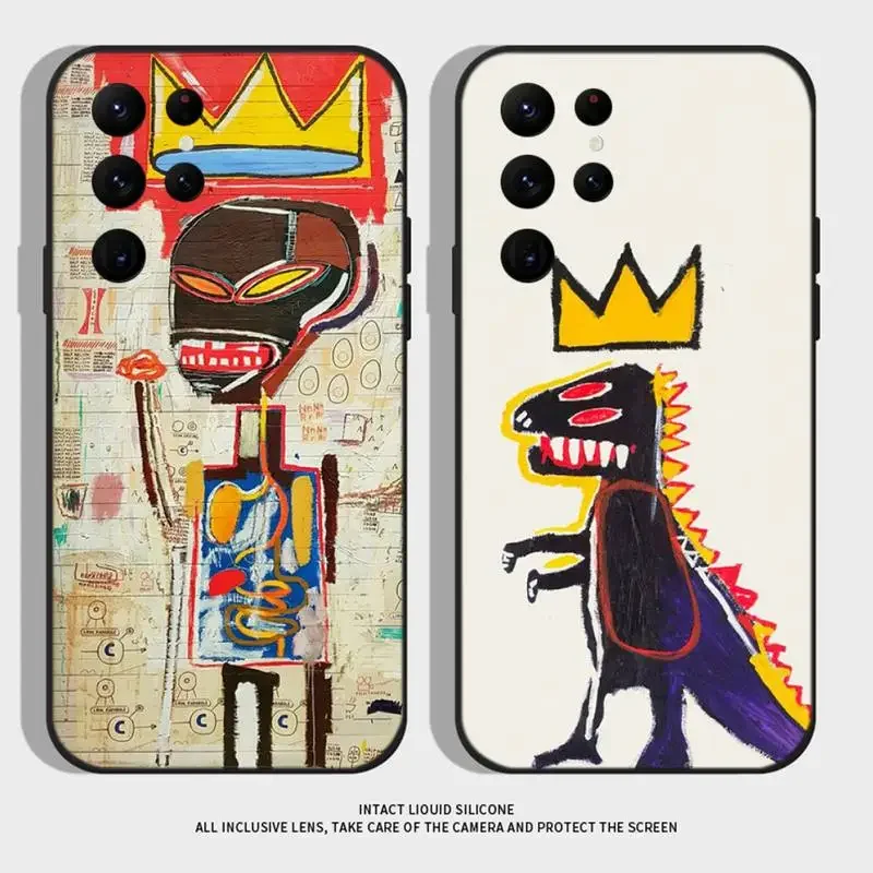 

B-Basquiats Art Graffiti Phone Case For Samsung S21 S22 Ultra S20 S30 plus S22 plus S23 S30ultra 5G Silicone Cover
