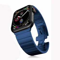 Stainless Steel Metal Watch Band - Business Style Strap for 38 40 41mm SE3 40 (Blue)