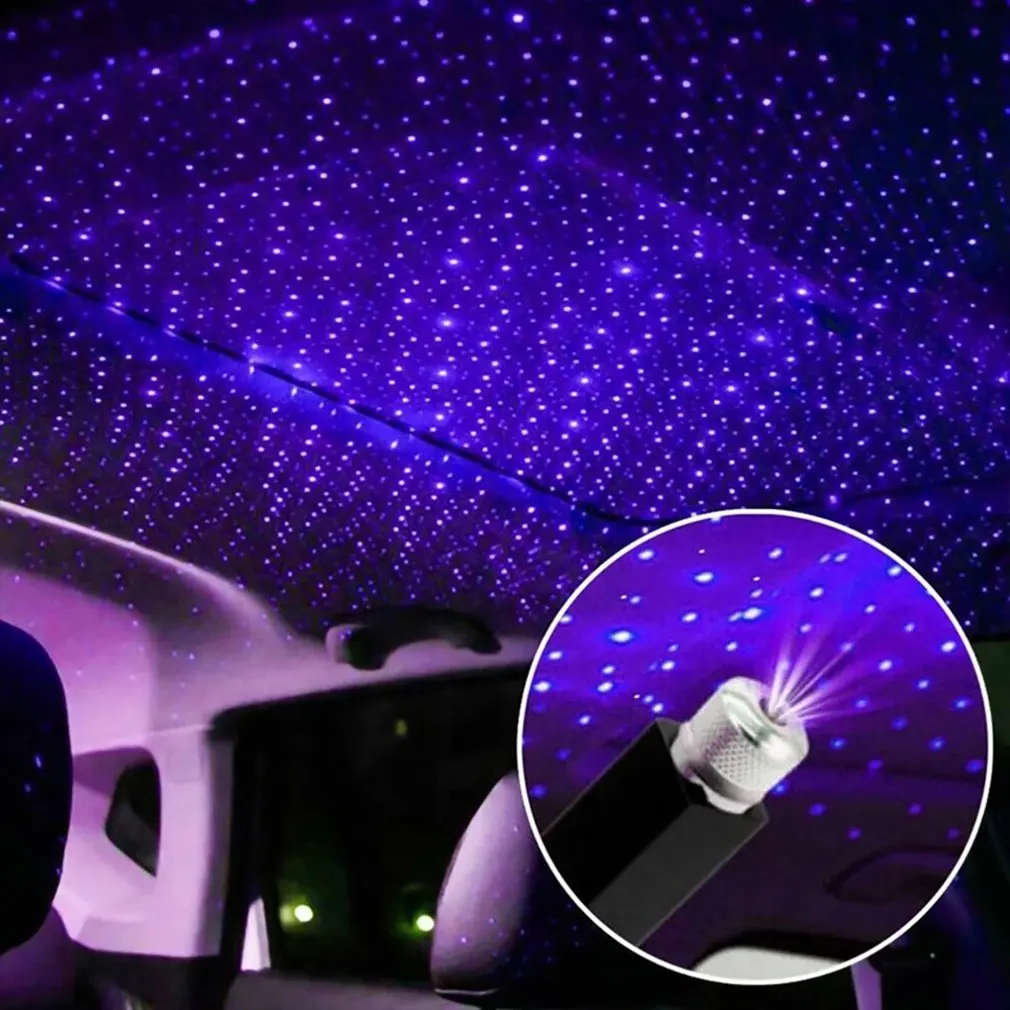 

LED Car Roof Atmosphere Star Projection Spotlight Night Light USB Interior Decoration Lamp 360 Degree Curved Easy To Install