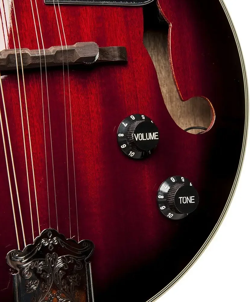 Acoustic-Electric Bluegrass Mandolin with Nato Top-Redburst