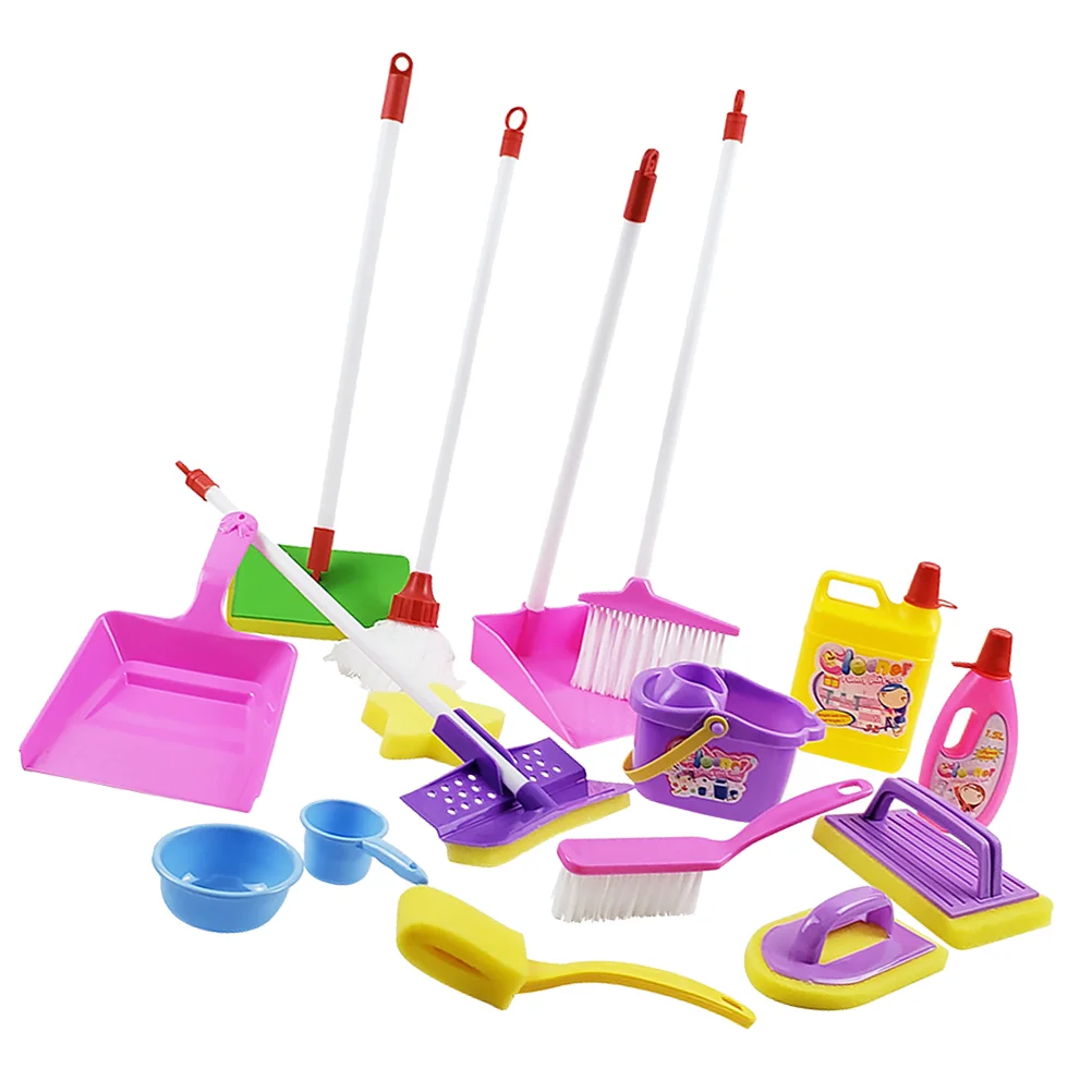 

1 Набор детских игрушек для уборки, домашние игрушки, ролевые игры для дома с шваброй, ведром и аксессуарами