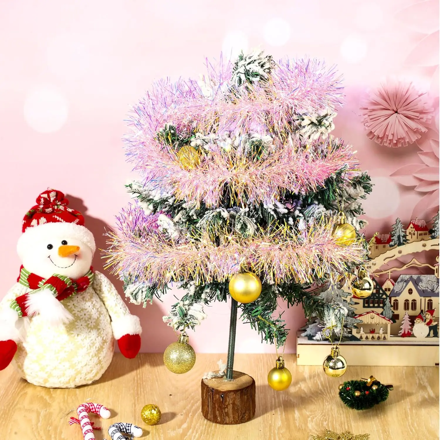 Pink PVC Tinsel Garland for Christmas Party Decor