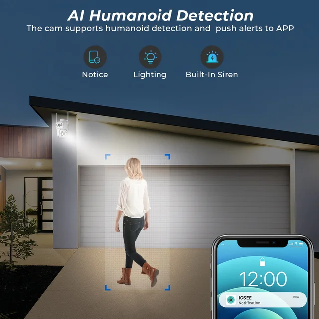 8MP 4K PTZ Wifi Camera Dual Lens with Dual Screen Ai Human Detect Auto Tracking Wireless Outdoor Surveillance Camera iCSee App 4