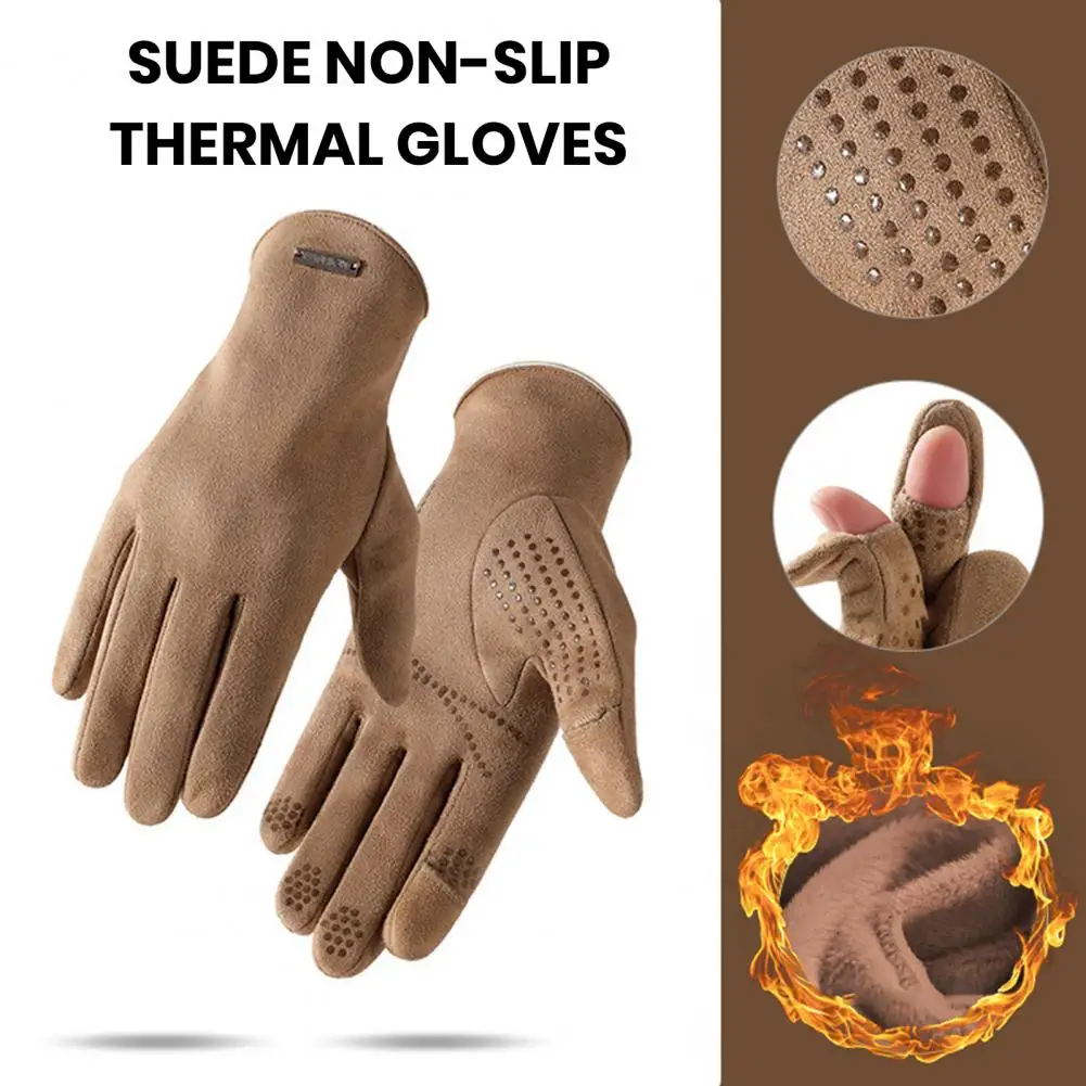 

Зимние перчатки унисекс, 1 пара, толстые плюшевые двусторонние плюшевые перчатки для сенсорного экрана, шапка с пальцами, теплая ветрозащитная шапка с большим трением