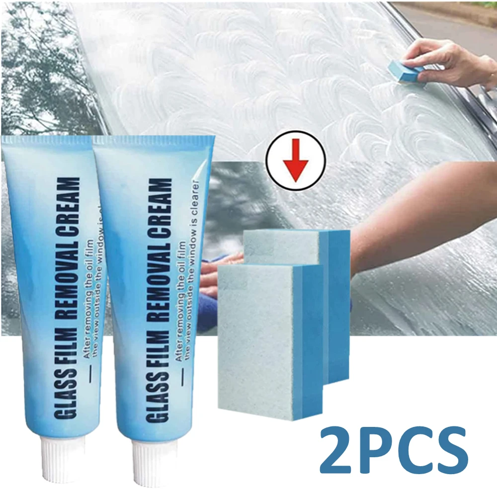 2pcs Car Glass Film Removal Cream Oil Film Remover Car Cleaning Paste