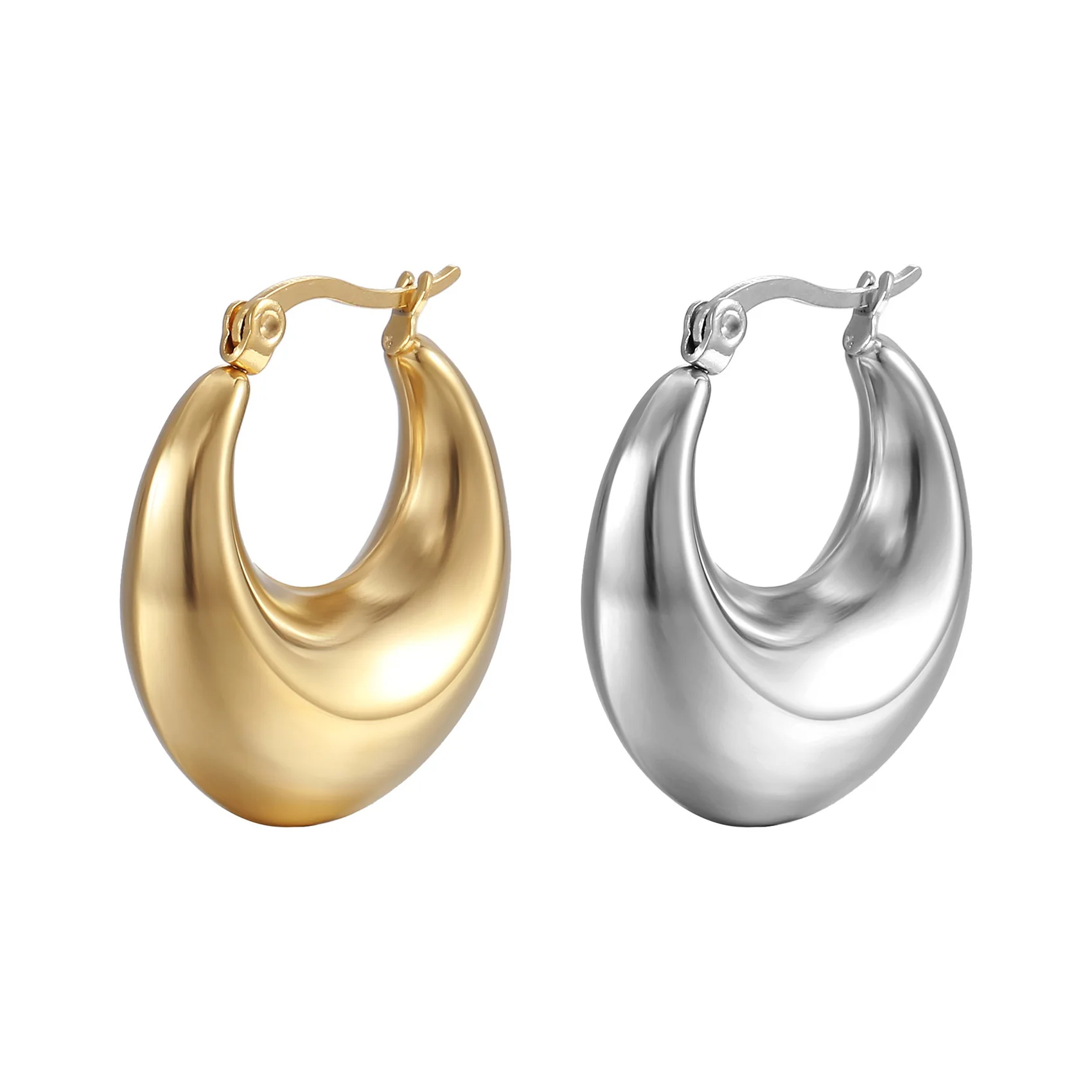 

INS Style Fashion Titanium Steel Women's Hollow Earrings Stainless 18K Trendy Hoop Earring