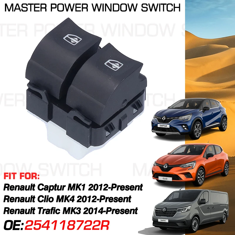 Pulsante Interruttore Alzacristallo Principale Muslim7 Pin Per Renault Captur Mk1 Per Renault Trafic Mk3 Per Renault Clio Mk4 2012-2024
