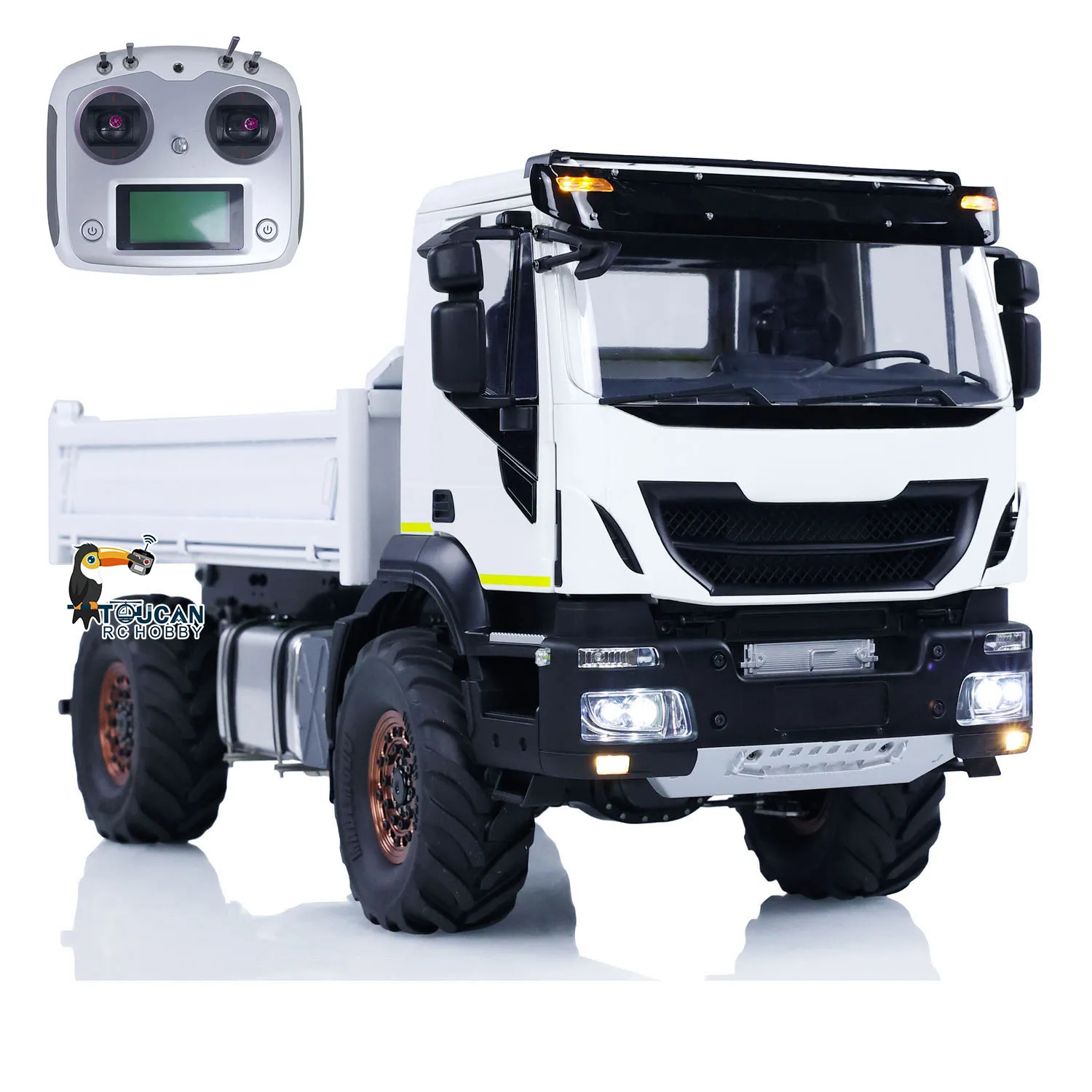 4x4 RC Hydraulic 1/14 Metal RC Dumper Trucks Controlled Tipper Dump Cars Model Light Sound Painted Finished Vehicle Toy TH23187 2