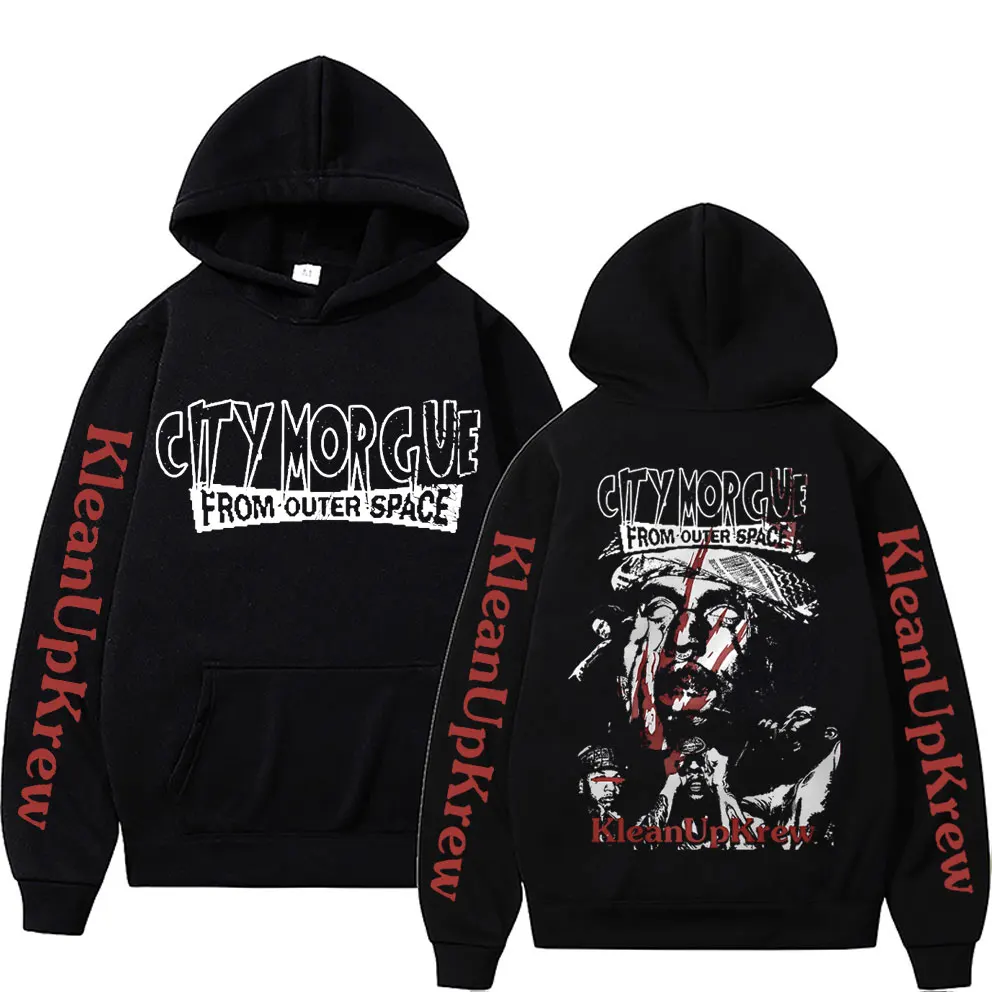 Rapper City Morgue Double Sided Printed Hoodie Men Women Hip Hop 
