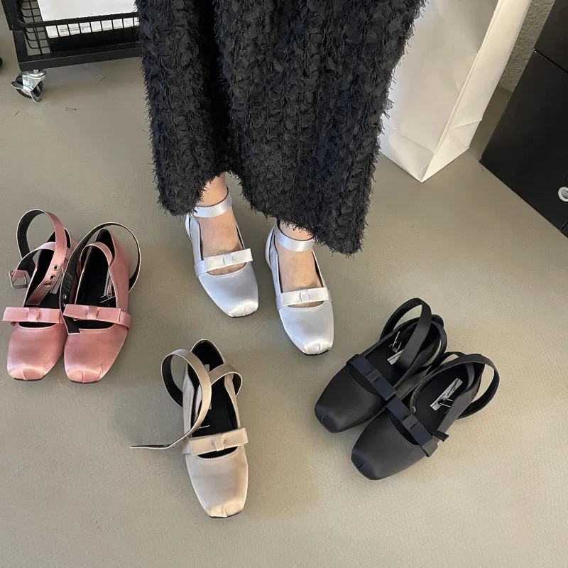 

Ankle Cross Strap Ballet Shoes Fashion Shallow Square Toe Women Flat Shoes Ladies Casual Outdoor Ballerina Shoe Solid Loafers