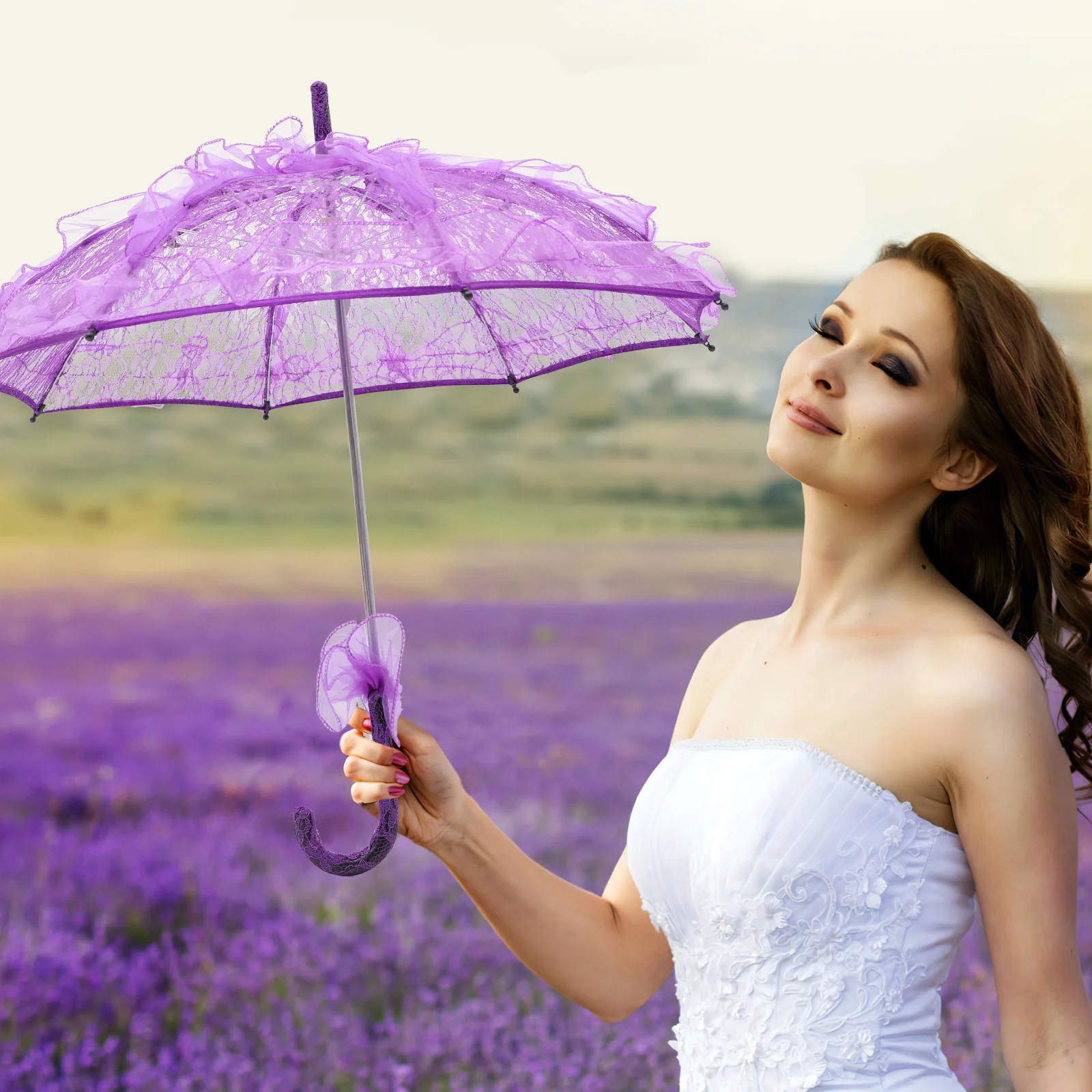 Paraguas De Encaje Negro Decorativo - Para Fotos, Bodas, Fiestas Y Actuaciones, 55 Cm De Largo