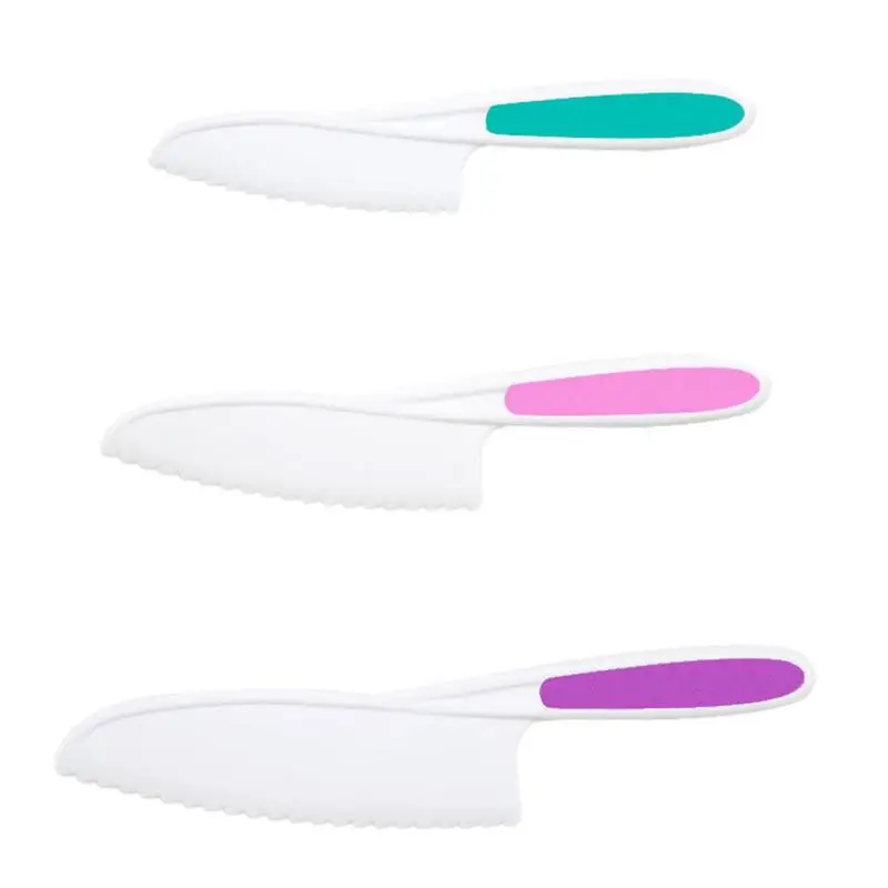 

Toddler Nylon Kitchen Baking Knife 3PCS Children's Cooking Knives With Firm Grip Serrated Edges Kitchen Lettuce & Salad Knives