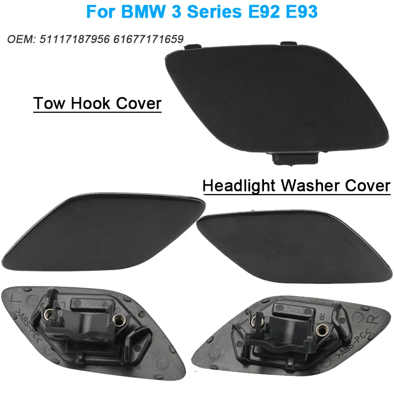 

Headlight Washer Cover Headlamp Cap Front Bumper Tow Hook Cover For BMW 3 Series E92 E93 2006-2010 51117187956 61677171659