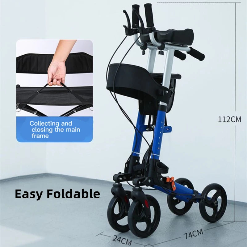 Elderly Patient Rehabilitation Walking Assist Rollator Walker Folding Pulley Walker Shopping Cart Mobility Aid With Arm Support images - 6