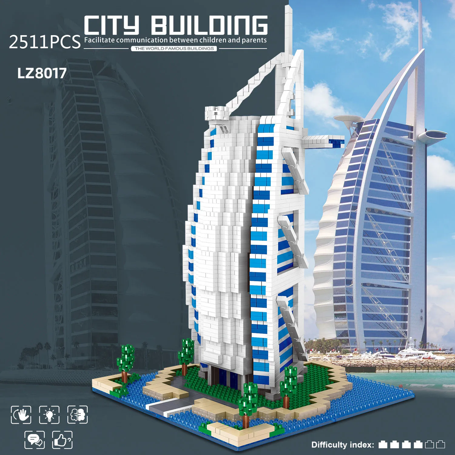 Architettura Di Fama Mondiale Burj Al Arab Dubai Emirati Arabi Uniti Mini Block Micro Diamond Building Bricks Model Toys Nanobricks For Kids Gifts