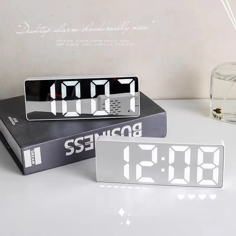 Luminous Mirror Alarm Clock Desktop Display Silent, Simple, High Aesthetic Student  Desktop  Digital  Electronic  Clock